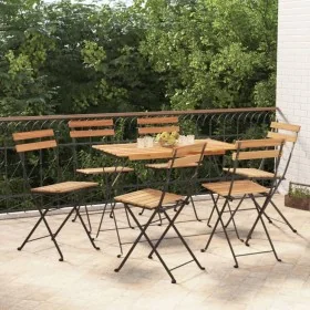 Sillas cafetería plegables 6 uds acero y madera maciza de teca von , Gartenstühle - Ref: Foro24-3152110, Preis: 263,63 €, Rab...