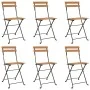Sillas cafetería plegables 6 uds acero y madera maciza de teca de , Sillas de jardín - Ref: Foro24-3152110, Precio: 263,61 €,...