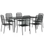 Juego de comedor jardín 7 pzas acero y cuerda de algodón negro von , Gartensets - Ref: Foro24-3156541, Preis: 446,54 €, Rabat...