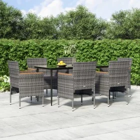 Juego de comedor de jardín 7 piezas con cojines gris y negro von , Gartensets - Ref: Foro24-3156645, Preis: 505,10 €, Rabatt: %