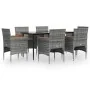 Juego de comedor de jardín 7 piezas con cojines gris y negro von , Gartensets - Ref: Foro24-3156645, Preis: 506,82 €, Rabatt: %