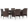 Juego de comedor de jardín 7 piezas con cojines marrón y negro de , Conjuntos de jardín - Ref: Foro24-3156613, Precio: 526,08...