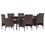 Juego de comedor de jardín 7 piezas con cojines marrón y negro de , Conjuntos de jardín - Ref: Foro24-3156613, Precio: 526,08...