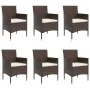 Juego de comedor de jardín 7 piezas con cojines marrón y negro de , Conjuntos de jardín - Ref: Foro24-3156613, Precio: 526,08...