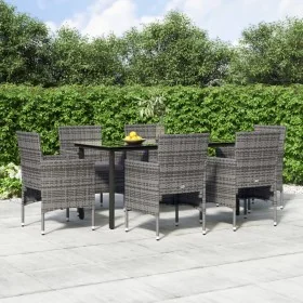 Juego de comedor de jardín 7 piezas con cojines gris y negro by , Garden sets - Ref: Foro24-3156605, Price: 520,92 €, Discoun...