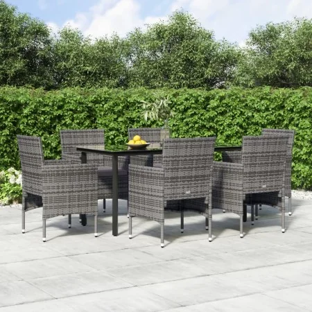 Juego de comedor de jardín 7 piezas con cojines gris y negro von , Gartensets - Ref: Foro24-3156605, Preis: 510,49 €, Rabatt: %