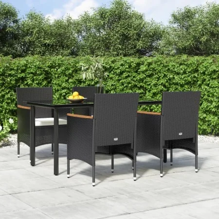 Juego de comedor de jardín 5 piezas con cojines negro de , Conjuntos de jardín - Ref: Foro24-3156632, Precio: 364,54 €, Descu...