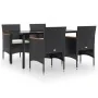 Juego de comedor de jardín 5 piezas con cojines negro de , Conjuntos de jardín - Ref: Foro24-3156632, Precio: 364,54 €, Descu...