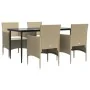 Juego de comedor de jardín 5 piezas con cojines beige y negro by , Garden sets - Ref: Foro24-3156624, Price: 411,99 €, Discou...