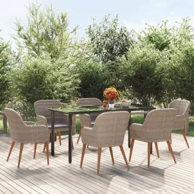 Juego de comedor para jardín 7 piezas con cojines marrón by , Garden sets - Ref: Foro24-3156723, Price: 842,24 €, Discount: %