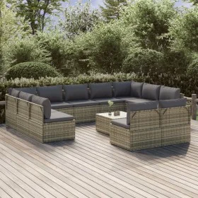 Set de muebles de jardín 12 pzas cojines ratán sintético gris by , Garden sets - Ref: Foro24-3157346, Price: 1,00 €, Discount: %