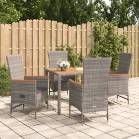 Set comedor de jardín 5 piezas con cojines ratán sintético gris by , Garden sets - Ref: Foro24-3157547, Price: 588,57 €, Disc...