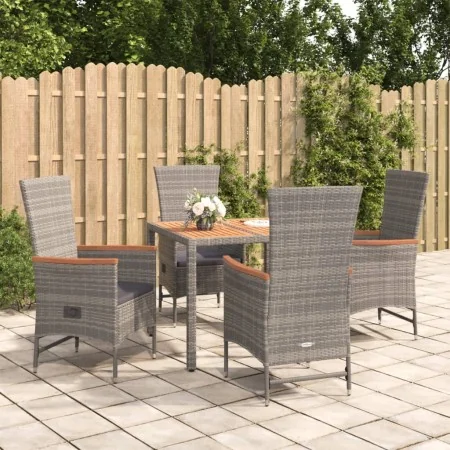 Set comedor de jardín 5 piezas con cojines ratán sintético gris von , Gartensets - Ref: Foro24-3157547, Preis: 588,46 €, Raba...