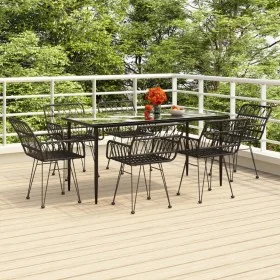 Juego de comedor de jardín 7 piezas ratán sintético negro by , Garden sets - Ref: Foro24-3157856, Price: 564,02 €, Discount: %