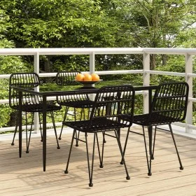 Juego de comedor de jardín 5 piezas ratán sintético negro by , Garden sets - Ref: Foro24-3157882, Price: 396,77 €, Discount: %