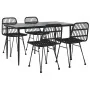 Juego de comedor de jardín 5 piezas ratán sintético negro de , Conjuntos de jardín - Ref: Foro24-3157882, Precio: 396,73 €, D...