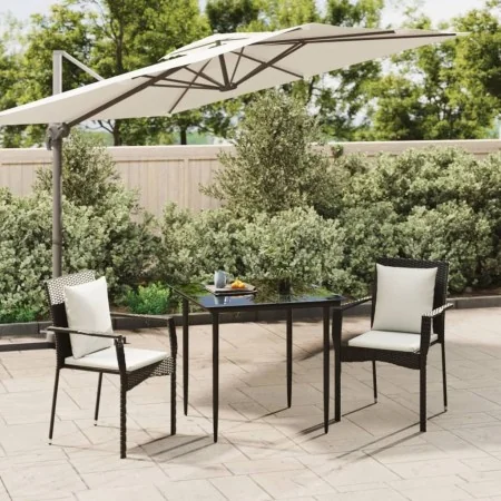 Set comedor de jardín 3 pzas con cojines ratán sintético negro by , Garden sets - Ref: Foro24-3185095, Price: 203,09 €, Disco...