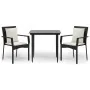 Set comedor de jardín 3 pzas con cojines ratán sintético negro by , Garden sets - Ref: Foro24-3185095, Price: 203,09 €, Disco...