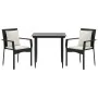 Set comedor de jardín 3 pzas con cojines ratán sintético negro by , Garden sets - Ref: Foro24-3185095, Price: 203,09 €, Disco...