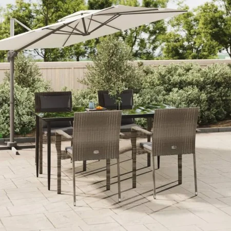 Set comedor jardín 5 pzas y cojines ratán sintético negro gris by , Garden sets - Ref: Foro24-3185104, Price: 425,02 €, Disco...