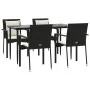 Set de muebles jardín 5 pzas con cojines ratán sintético negro de , Conjuntos de jardín - Ref: Foro24-3185097, Precio: 422,52...