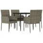 Set comedor jardín 5 pzas y cojines ratán sintético negro gris von , Gartensets - Ref: Foro24-3185150, Preis: 319,95 €, Rabat...