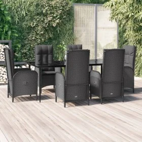 Set de comedor de jardín 7 pzas y cojines ratán sintético negro by , Garden sets - Ref: Foro24-3185173, Price: 1,00 €, Discou...