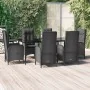 Set de comedor de jardín 7 pzas y cojines ratán sintético negro by , Garden sets - Ref: Foro24-3185173, Price: 1,00 €, Discou...