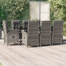 Set comedor jardín 9 pzas y cojines ratán sintético negro gris von , Gartensets - Ref: Foro24-3185184, Preis: 1,00 €, Rabatt: %