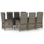 Set comedor jardín 9 pzas y cojines ratán sintético negro gris by , Garden sets - Ref: Foro24-3185184, Price: 1,00 €, Discoun...