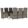 Set comedor jardín 9 pzas y cojines ratán sintético negro gris by , Garden sets - Ref: Foro24-3185184, Price: 1,00 €, Discoun...