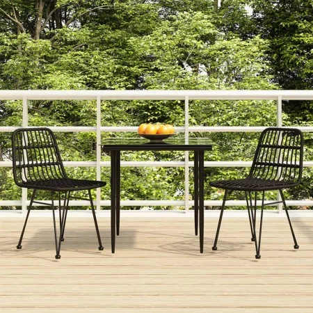 Juego de comedor de jardín 3 piezas ratán sintético negro de , Conjuntos de jardín - Ref: Foro24-3157880, Precio: 245,45 €, D...