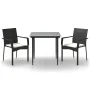 Set comedor de jardín 3 pzas con cojines ratán sintético negro by , Garden sets - Ref: Foro24-3185119, Price: 223,79 €, Disco...