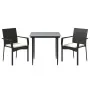 Set comedor de jardín 3 pzas con cojines ratán sintético negro by , Garden sets - Ref: Foro24-3185119, Price: 223,79 €, Disco...