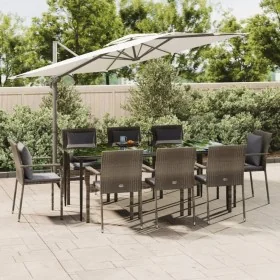 Set comedor jardín 9 pzas y cojines ratán sintético negro gris de , Conjuntos de jardín - Ref: Foro24-3185106, Precio: 819,79...