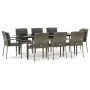 Set comedor jardín 9 pzas y cojines ratán sintético negro gris by , Garden sets - Ref: Foro24-3185106, Price: 819,79 €, Disco...