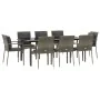 Set comedor jardín 9 pzas y cojines ratán sintético negro gris by , Garden sets - Ref: Foro24-3185106, Price: 819,79 €, Disco...