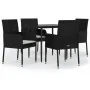 Set de muebles jardín 5 pzas con cojines ratán sintético negro von , Gartensets - Ref: Foro24-3185144, Preis: 345,41 €, Rabat...