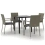 Set comedor jardín 5 pzas y cojines ratán sintético negro gris by , Garden sets - Ref: Foro24-3185138, Price: 318,82 €, Disco...