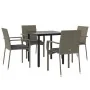 Set comedor jardín 5 pzas y cojines ratán sintético negro gris by , Garden sets - Ref: Foro24-3185138, Price: 318,82 €, Disco...