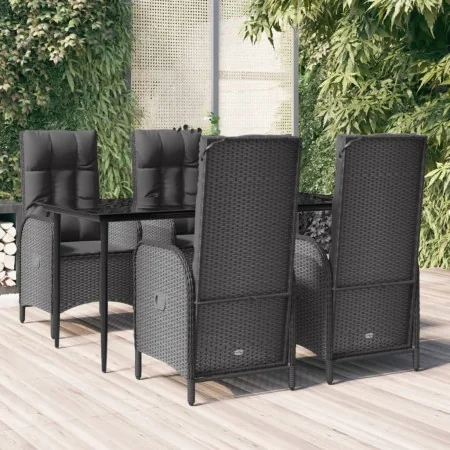 Set de muebles jardín 5 pzas con cojines ratán sintético negro by , Garden sets - Ref: Foro24-3185171, Price: 700,00 €, Disco...