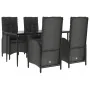 Set de muebles jardín 5 pzas con cojines ratán sintético negro by , Garden sets - Ref: Foro24-3185171, Price: 700,00 €, Disco...
