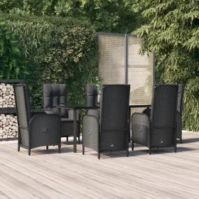 Set de comedor de jardín 7 pzas y cojines ratán sintético negro by , Garden sets - Ref: Foro24-3185192, Price: 1,00 €, Discou...