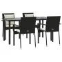 Set de muebles jardín 5 pzas con cojines ratán sintético negro by , Garden sets - Ref: Foro24-3185110, Price: 449,29 €, Disco...