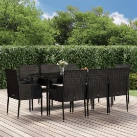 Set de comedor de jardín 9 pzas y cojines ratán sintético negro von , Gartensets - Ref: Foro24-3185146, Preis: 605,44 €, Raba...