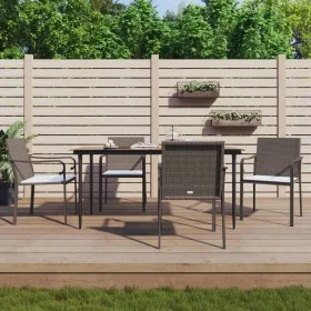 Juego comedor jardín 5 piezas y cojines ratán sintético y acero by , Garden sets - Ref: Foro24-3186945, Price: 328,77 €, Disc...