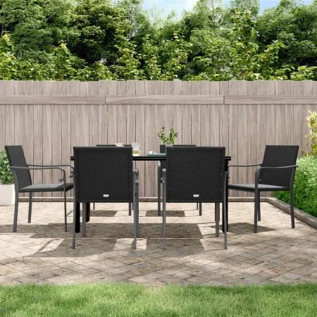 Juego comedor jardín 7 piezas y cojines ratán sintético y acero von , Gartensets - Ref: Foro24-3186964, Preis: 446,45 €, Raba...