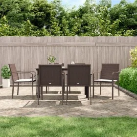 Juego comedor jardín 7 piezas y cojines ratán sintético y acero von , Gartensets - Ref: Foro24-3186958, Preis: 402,93 €, Raba...