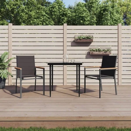 Juego de comedor para jardín 3 piezas acero y textilene negro by , Garden sets - Ref: Foro24-3187033, Price: 230,75 €, Discou...
