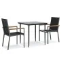 Juego de comedor para jardín 3 piezas acero y textilene negro by , Garden sets - Ref: Foro24-3187033, Price: 230,75 €, Discou...